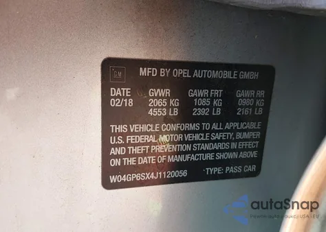 2018 Buick Regal Sportback Essence from USA, damaged, VIN W04GP6SX4J1120056